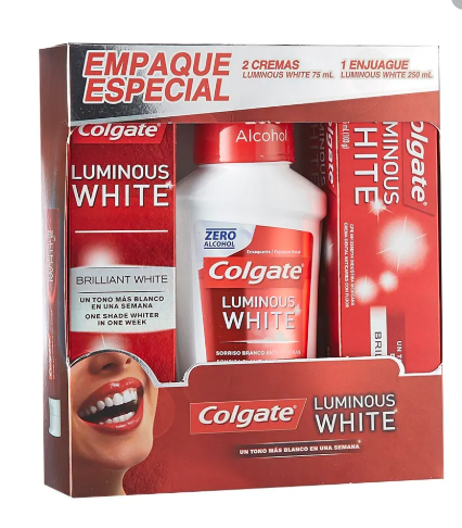 CREMA DENTAL COLGATE X 75 ML X 2 U LUMINOUS WHITE + ENJUAGUE