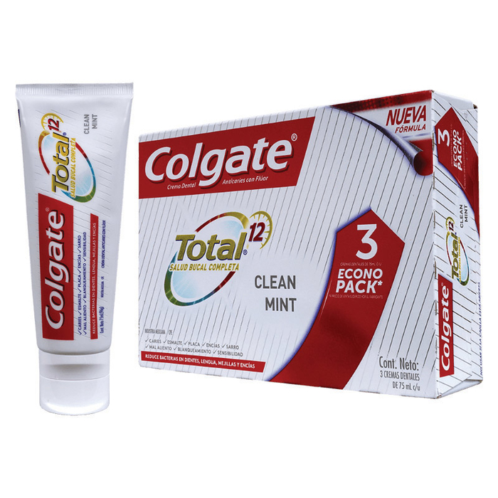CREMA DENTAL COLGATE X 75 ML X 3U TOTAL CLEAN MINT