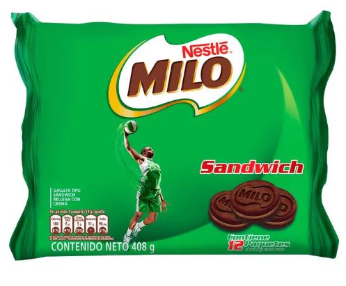 GALLETA MILO X 12 U SANDWICH 408 G