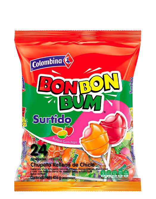 BON BON BUM COLOMBINA SURTIDO X 24 U 456G