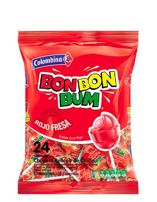 BON BON BUM COLOMBINA FRESA X 24 U 456G