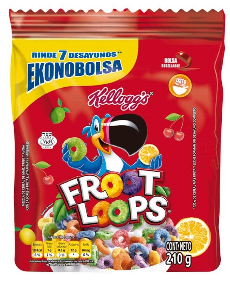 CEREAL KELLOGGS FROOT LOOPS X 210 G BOL