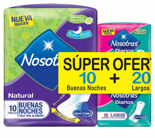 TOALLAS HIG NOSOTRAS BUENAS NOCHES X 10 U +
