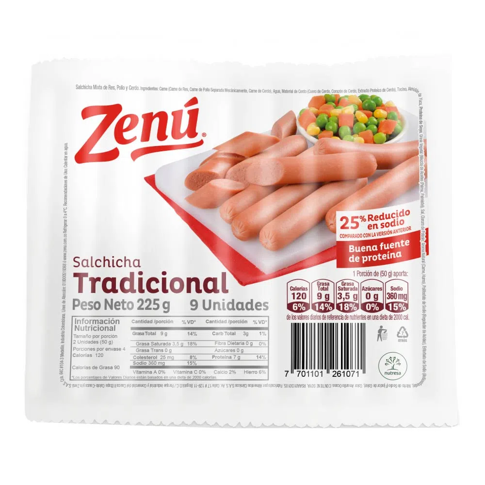 SALCHICHA ZENU TRADI X 225 GR 9U