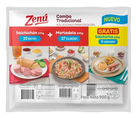 COMBO ZENU TRADICIONAL 2SALCHONX225+2MORTADEX250  X 950GR