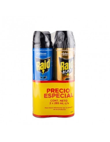 INSECTICIDA RAID VALADORES 285 ML + RASTREROS 285 ML