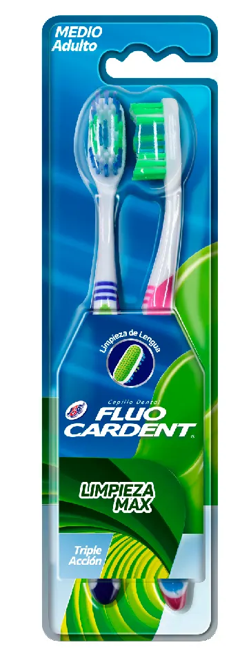 CEPILLO DENTAL FLUO CARDENT X 2 UND LIMPMAX