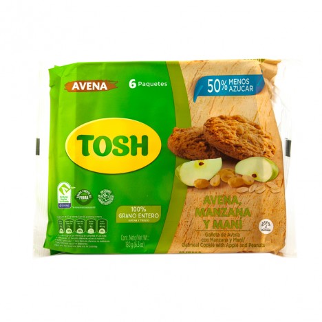 GALLETA TOSH AVENA X 6U 180 GR MANZANA Y MANI