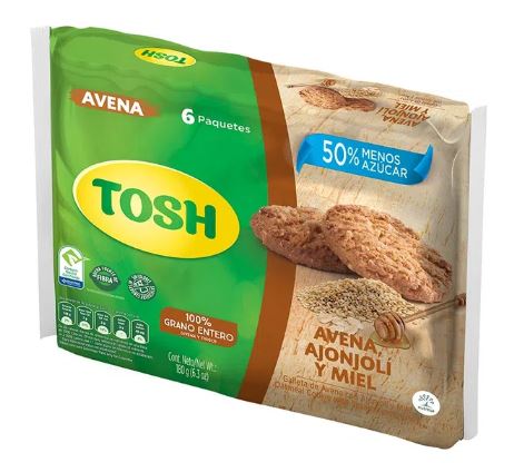 GALLETA TOSH AVENA X 6U 180 GR AJONJOLI Y MIEL