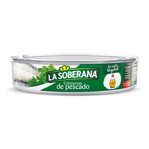 SARDINA SOBERANA X 425 GR ACEITE OVAL
