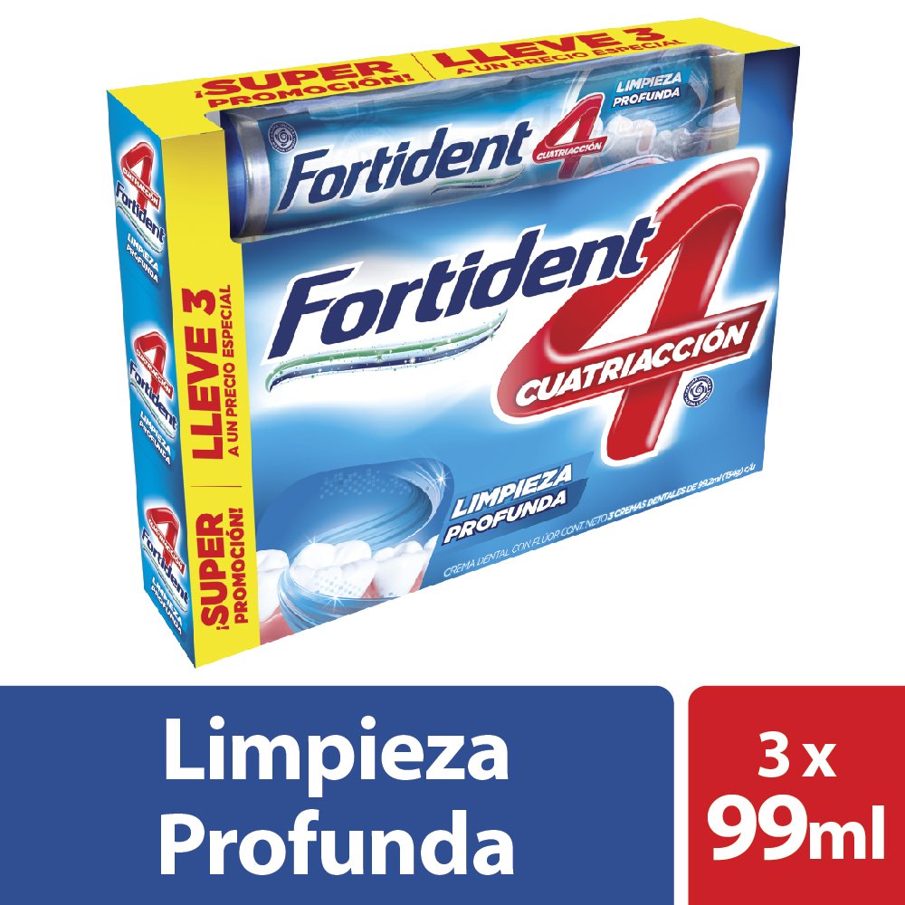 CREMA DENTAL FORTIDENT X 100 ML/128G LIMPIEZA PROFUNDA