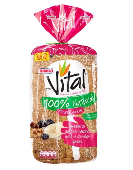 PAN TAJADO BIMBO VITAL FRUTICEREAL X 500 GR