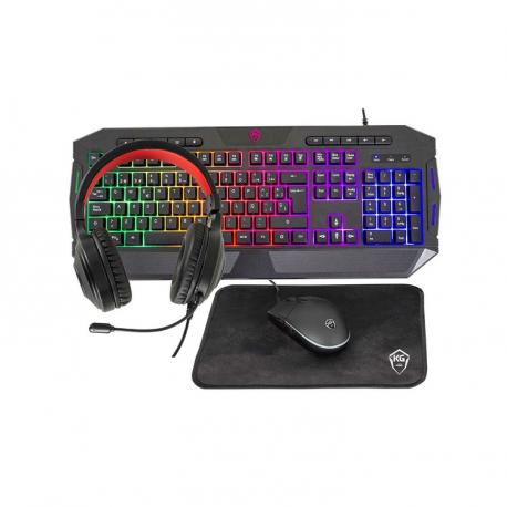 TECLADO + MOUSE + AUDIFONOS + PADMOUSEKALLEY GAMING NEGRO INALAM